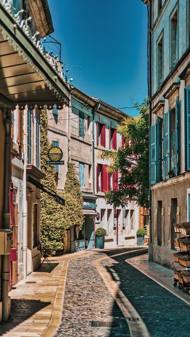 A colorful village street in Provence